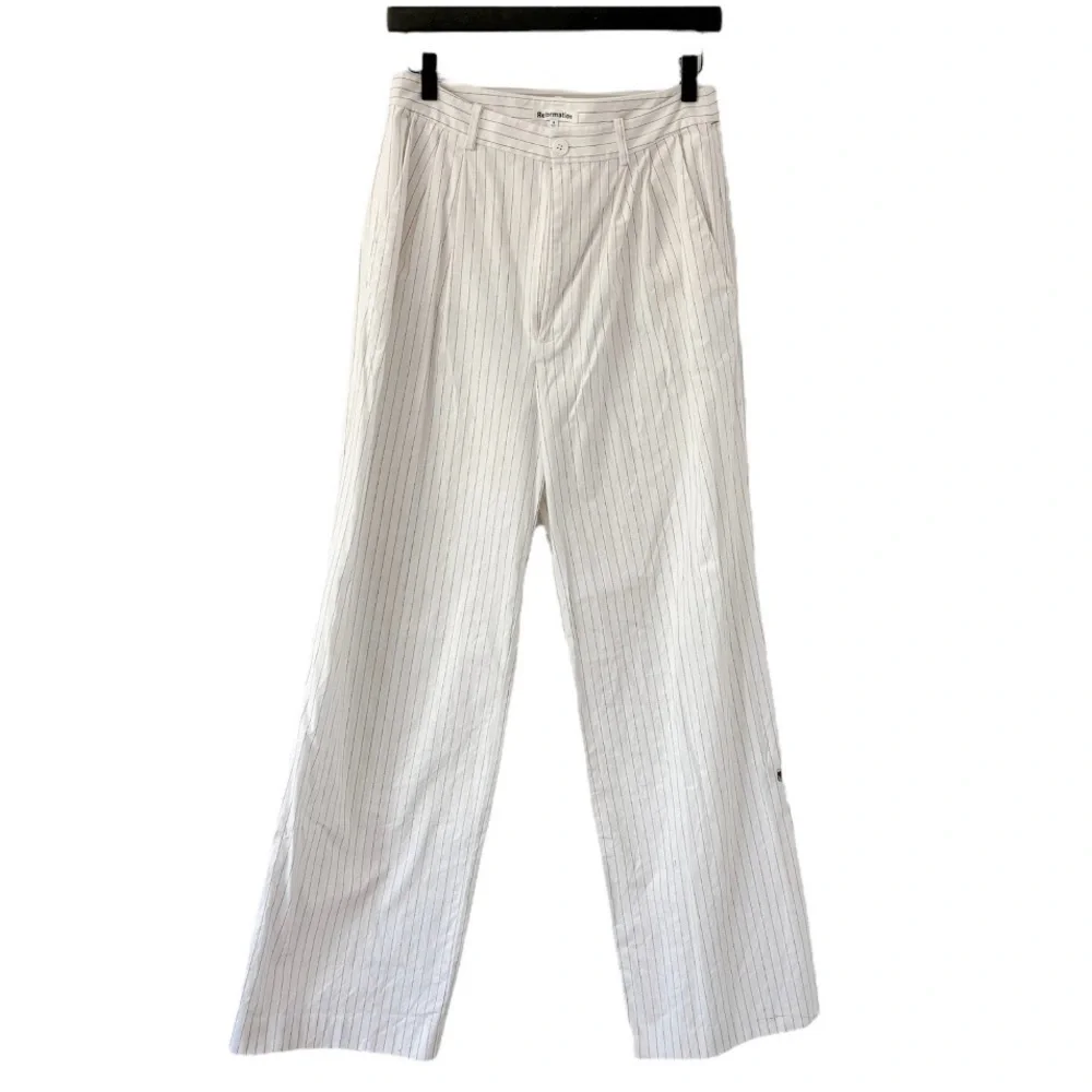 Reformation Oren Pant White Stripe